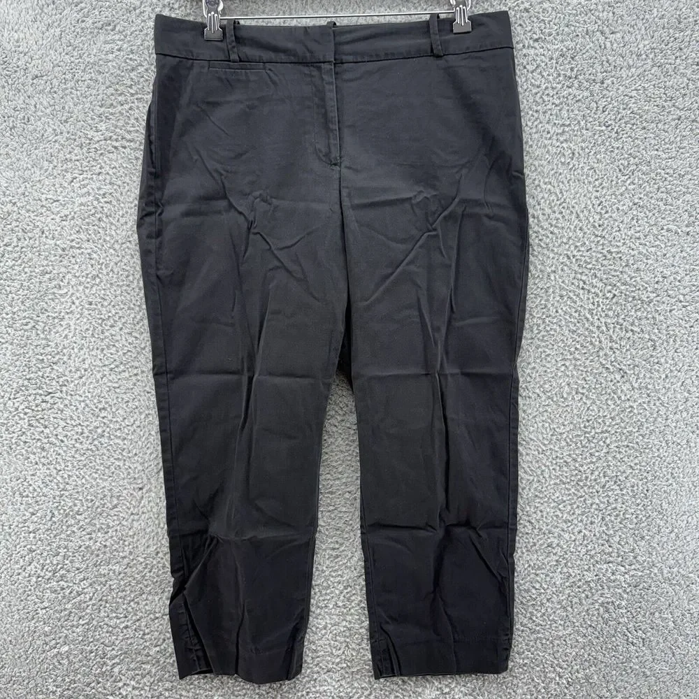 Talbots‎ Womens Pants Black Size 12 Curvy Cropped High Rise Stretch Slit Pocket